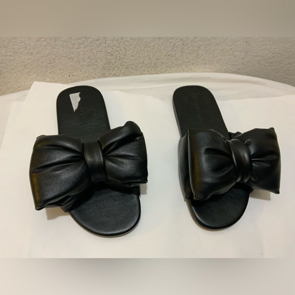 Bruno Menegatti leather black slides sandals Size 6